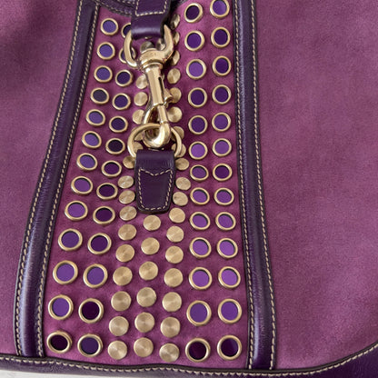 Vintage Gucci Suede Studded Jackie O Bouvier Hobo Purple