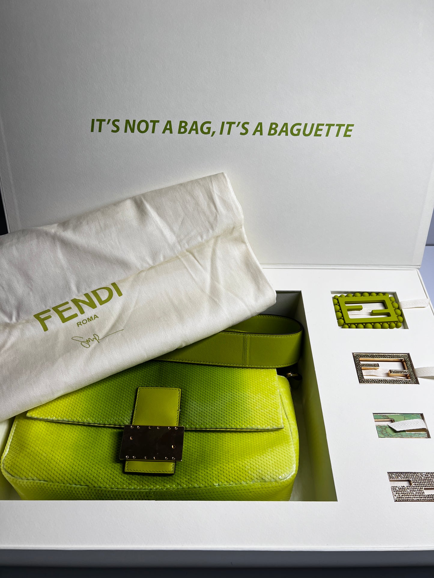 Fendi & SJP’s green sequin baguette