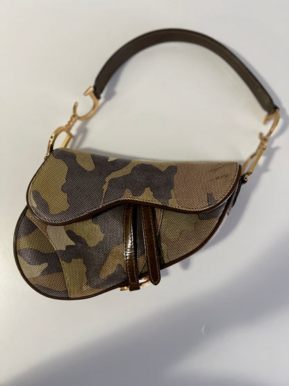 Extremely rare small size Dior camouflage saddle bag