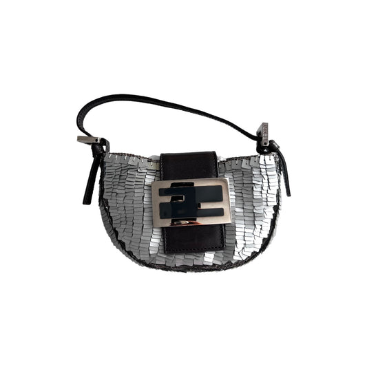 Vintage Fendi silver sequin croissant bag