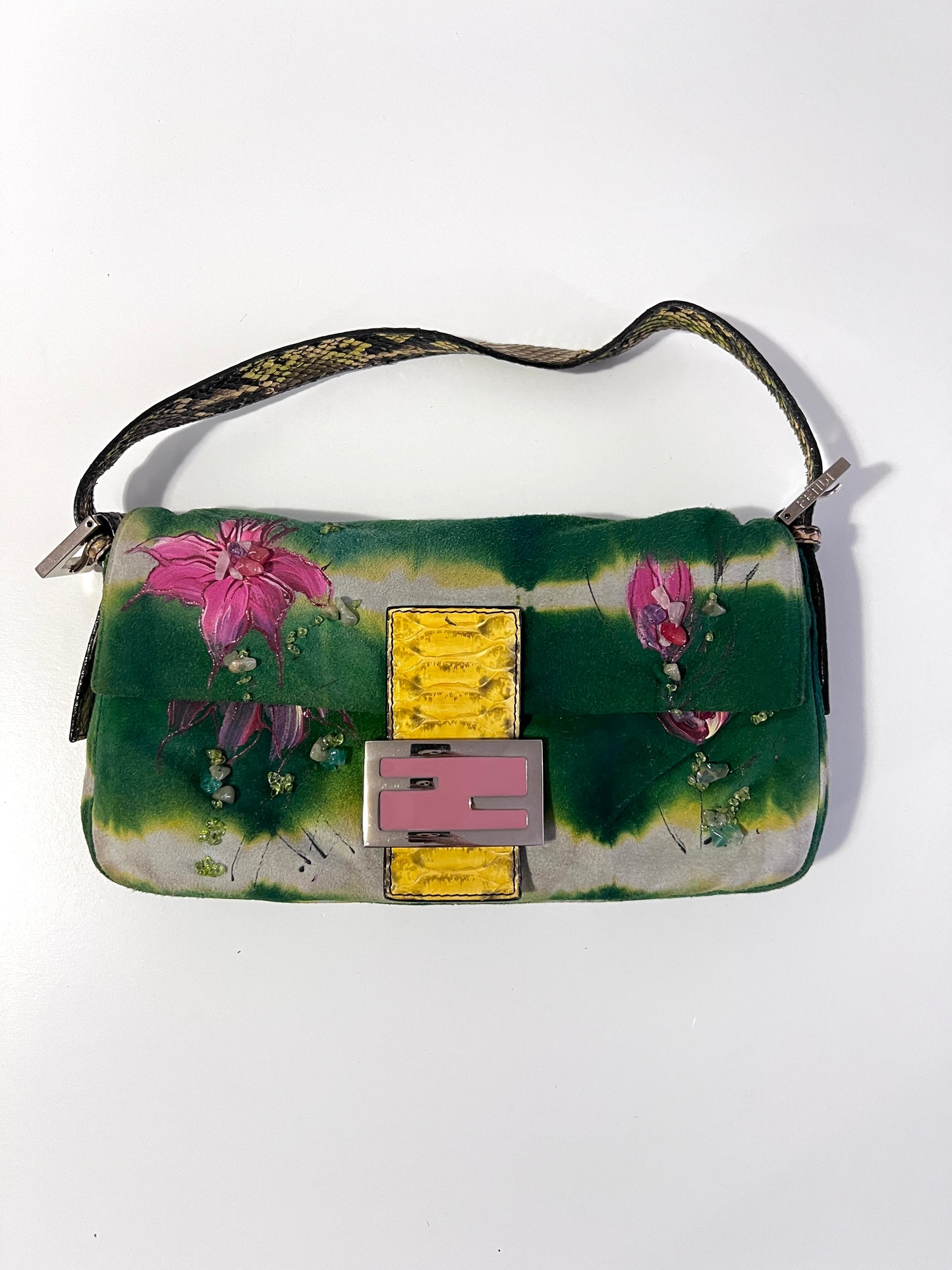 Fendi floral beaded baguette