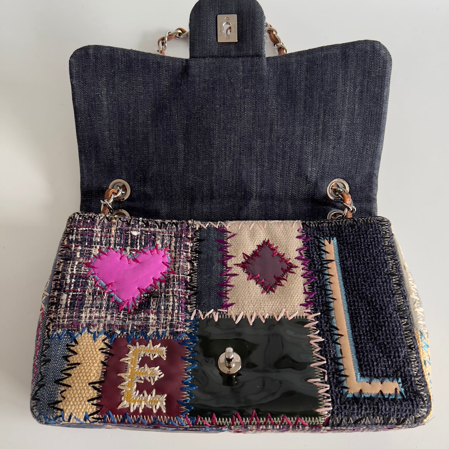 Vintage Chanel Patchwork Multicolor Jumbo Single Flap bag