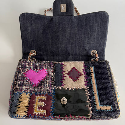 Vintage Chanel Patchwork Multicolor Jumbo Single Flap bag