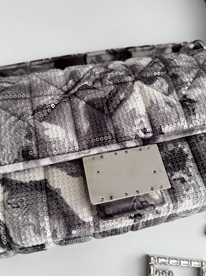 Fendi marble print sequin magnetic buckle baguette