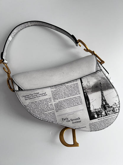 Dior calfskin newspaper saddle bag