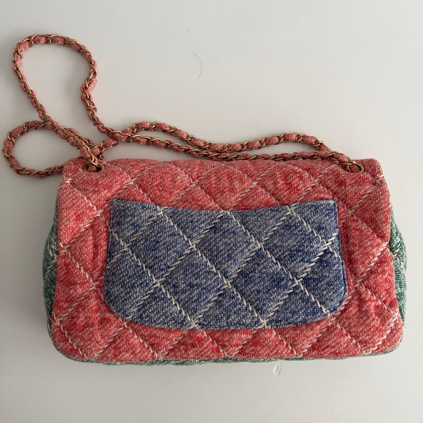 Chanel Multi Jumbo Multicolor Quilted Jersey Ultimate Stitch Flap Multiple colors
