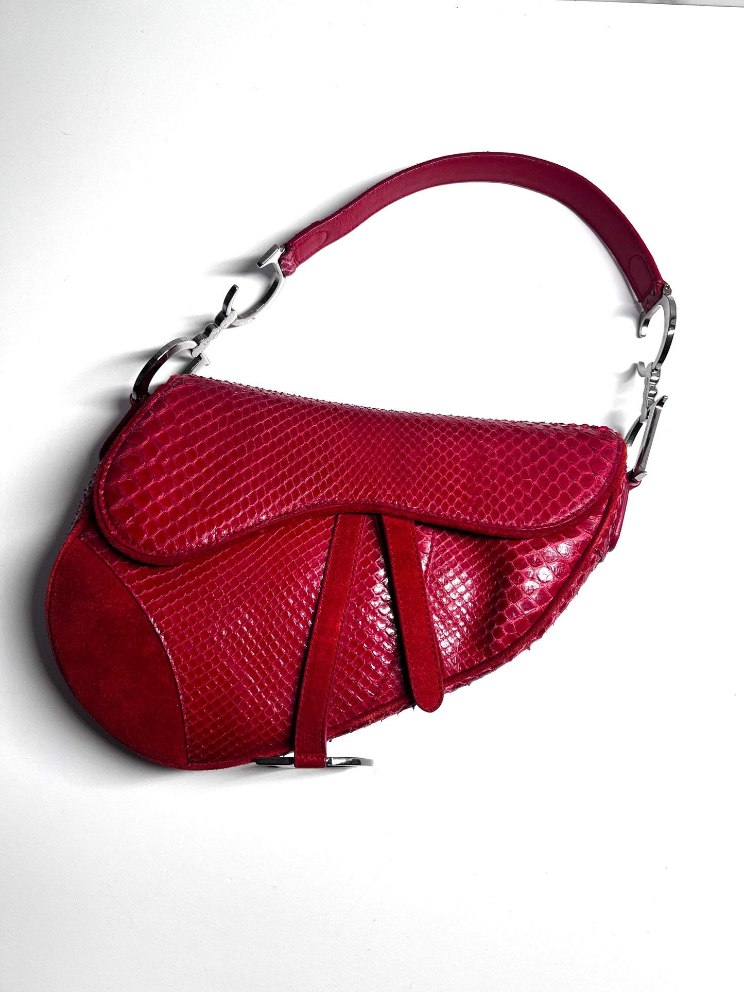 Vintage  Dior red Python with suede saddle