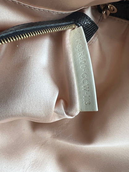 Fendi white & gold beaded lizard baguette