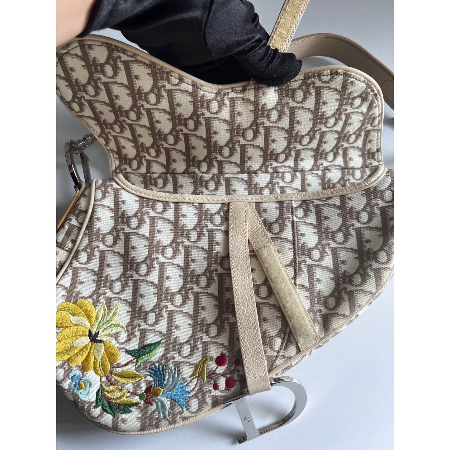 VintageDior Canvas Diorissimo Embroidery Pattern Saddle bag