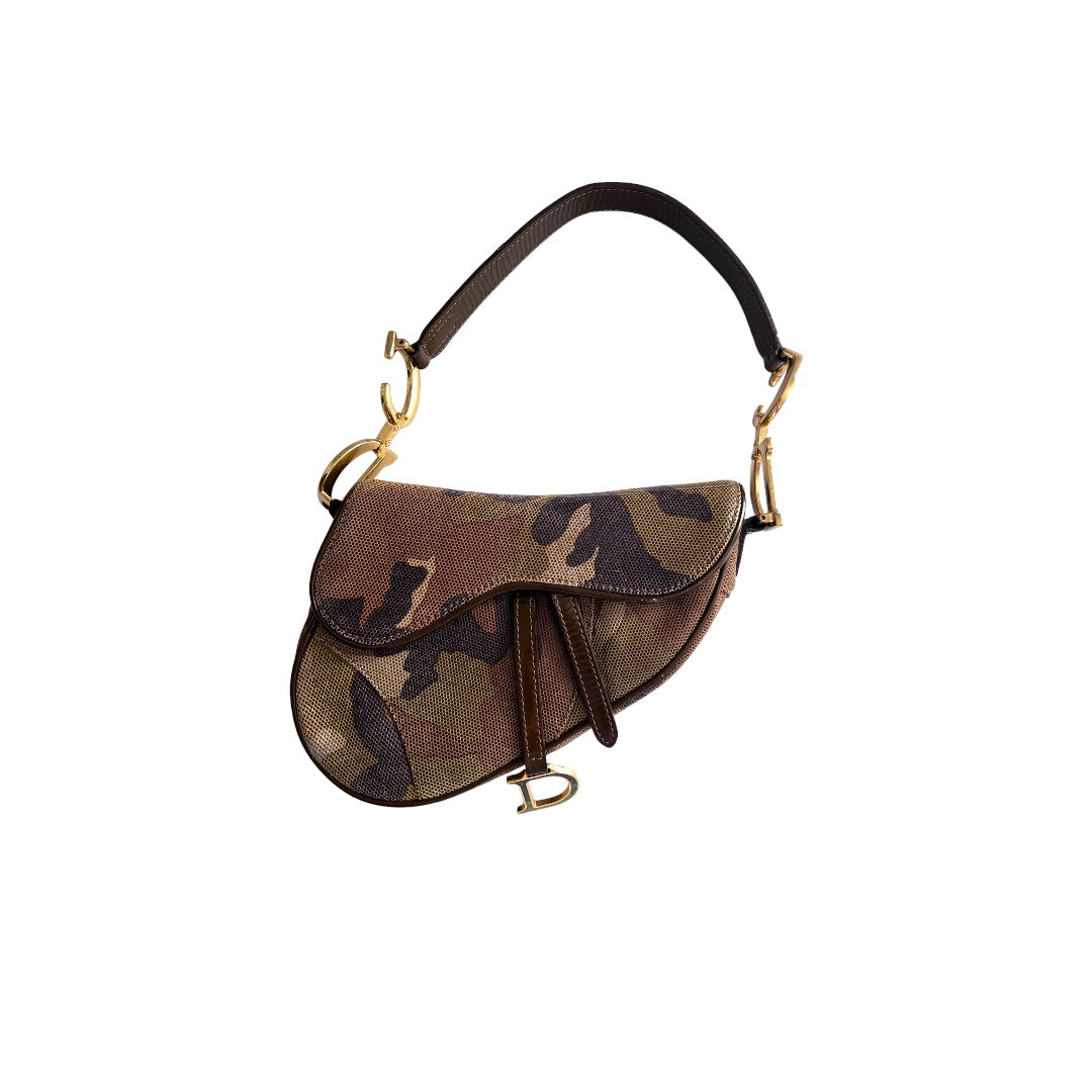 Extremely rare small size Dior camouflage saddle bag