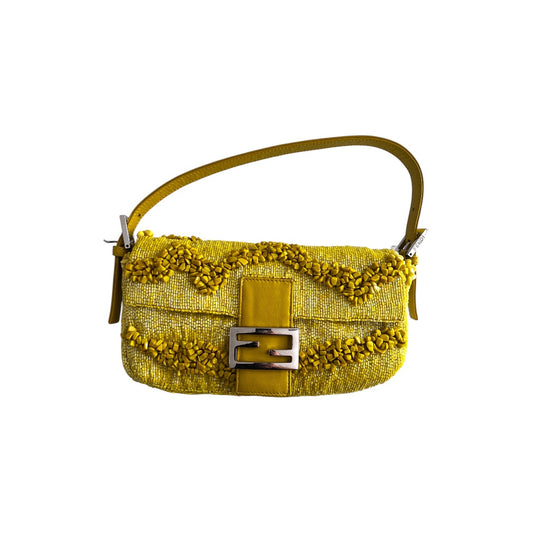 Vintage fendi yellow beaded baguette