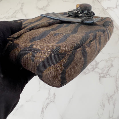 Vintage Fendi Zebra Print Crab buckle baguette