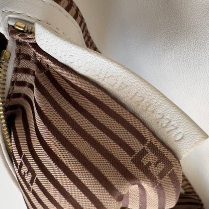 Fendi White Lamb Leather Enamel Buckle Baguette