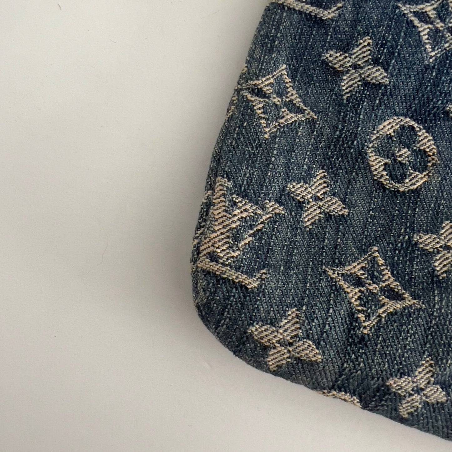 Vintage Louis Vuitton Monogram Denim Pochette Plat Clutch Blue