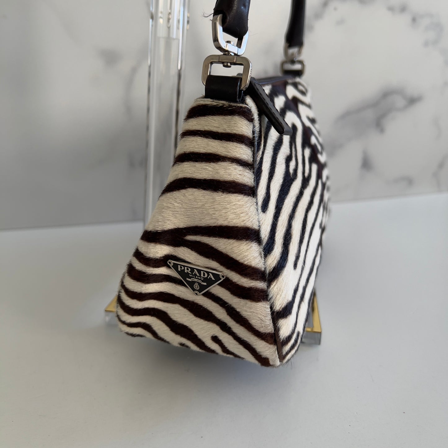 Vintage Prada Zebra Print Ponyhair Shoulder bag