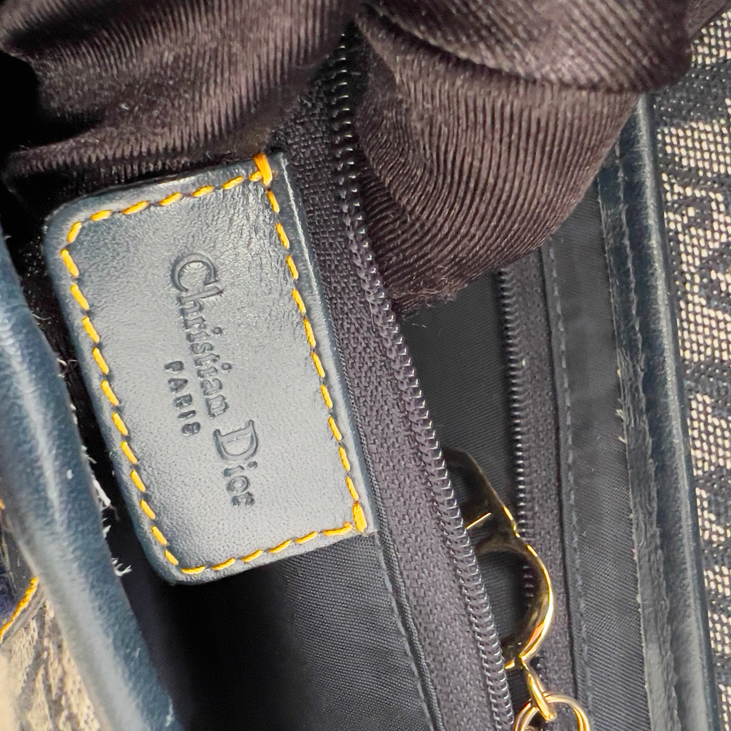 Vintage Christian Dior Blue Diorissimo Jacquard Saddle Bag