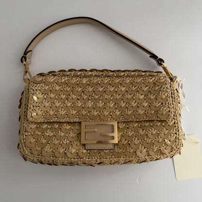 NWT! Fendi Raffia & Sequin Baguette