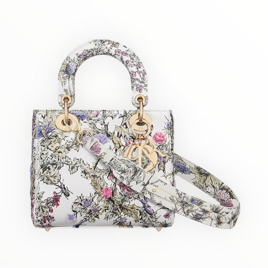 Dior 2024 Floral Embroidered and Beaded Mini Ladydior Bag
