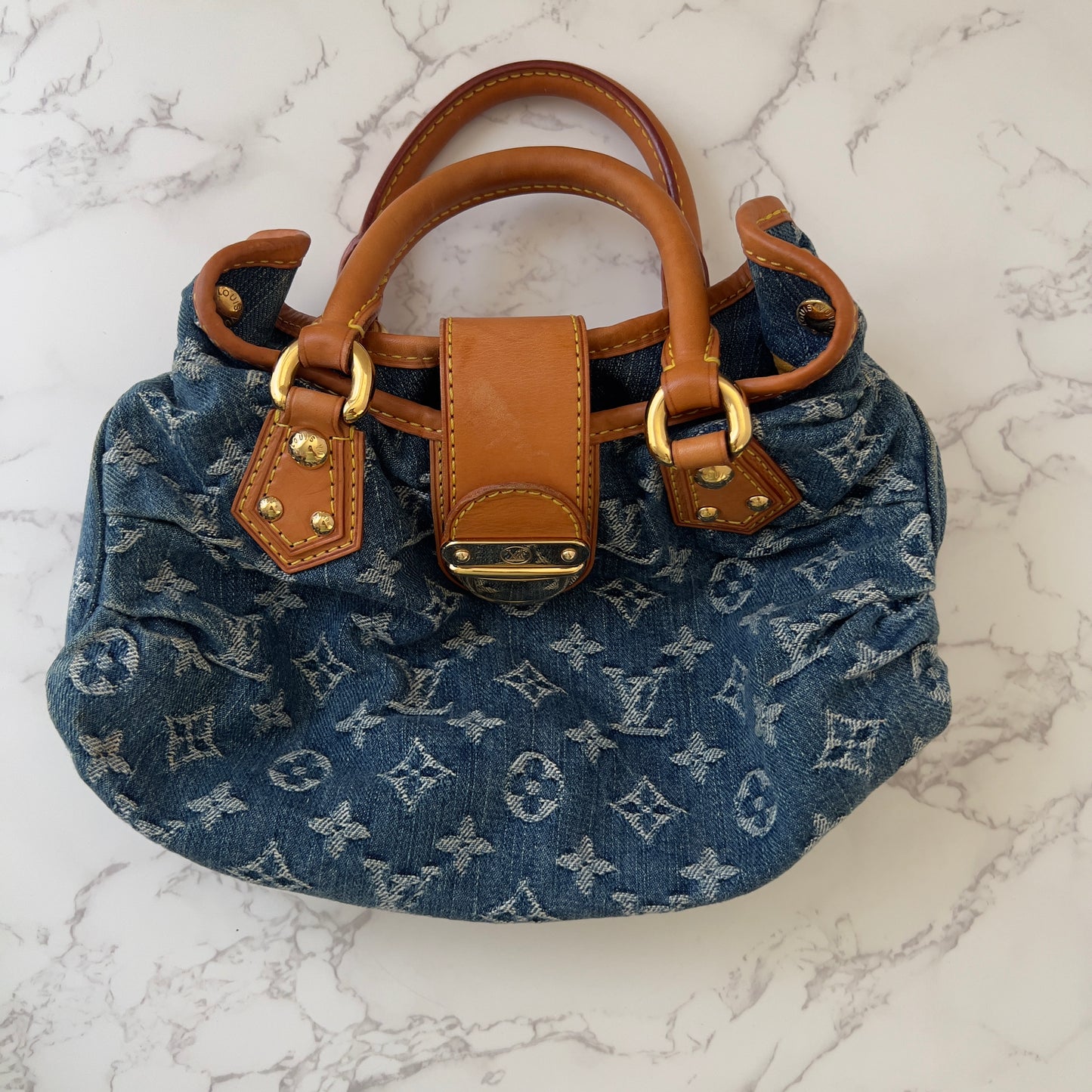 LOUIS VUITTON Monogram Denim Pleaty Blue