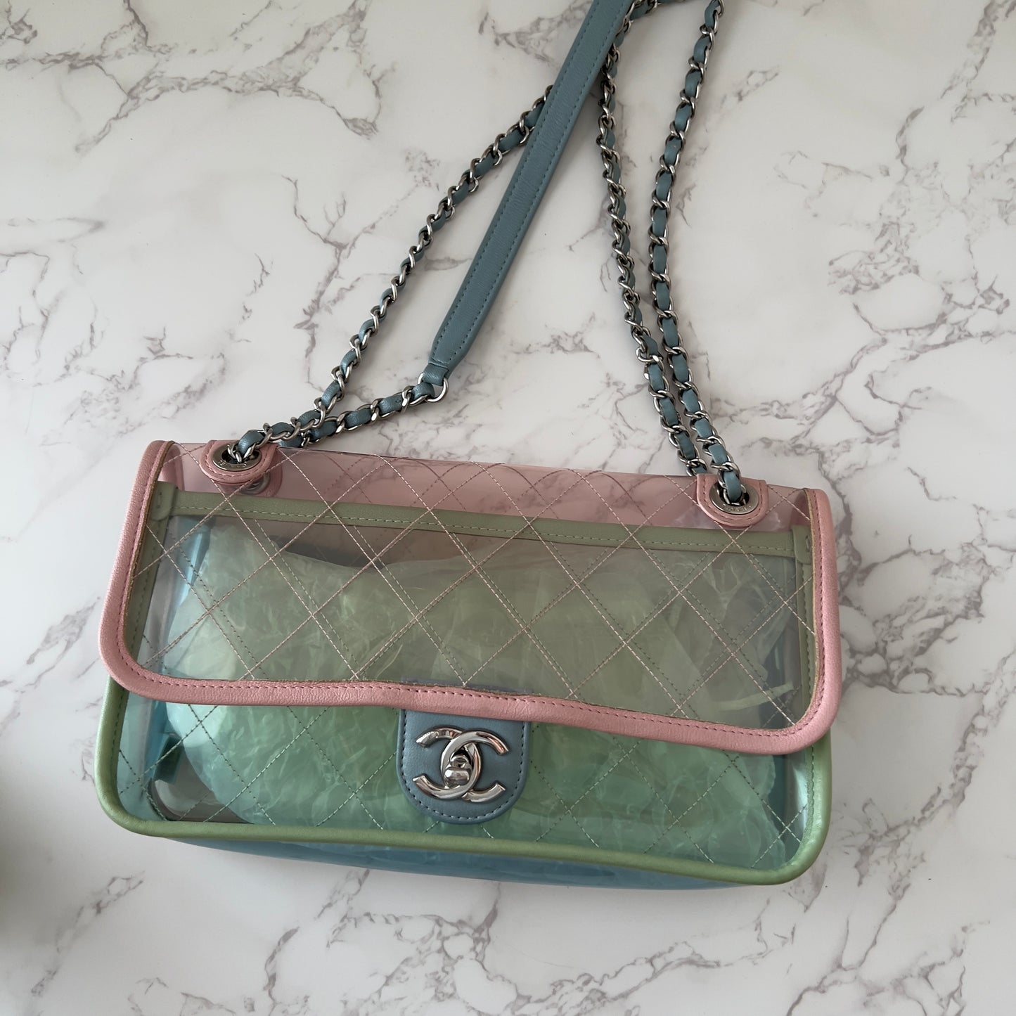 Chanel 18S Coco Splash Pastel Rainbow PVC Medium Flap Bag