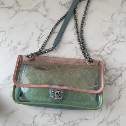 Chanel 18S Coco Splash Pastel Rainbow PVC Medium Flap Bag