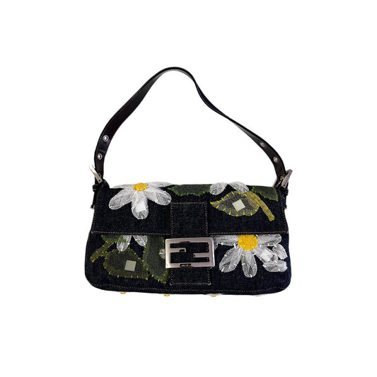 Fendi daisy denim baguette