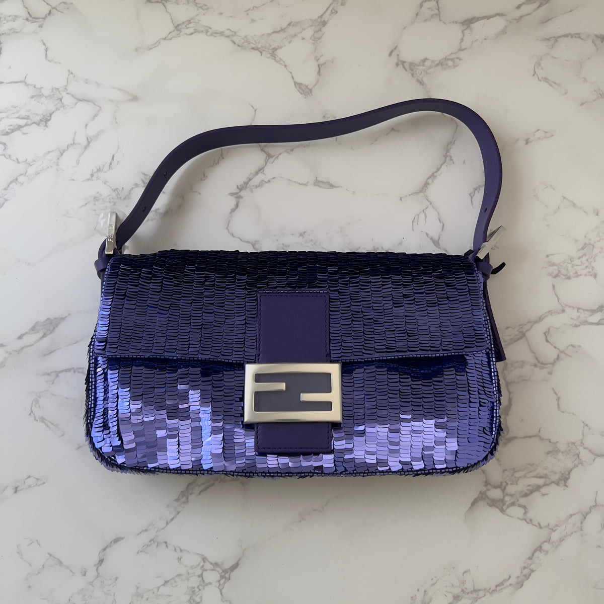 Fendi pre-owned 26424 purple sequin baguette