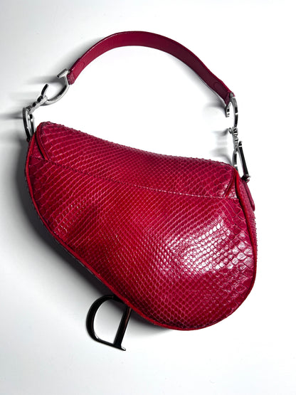 Vintage  Dior red Python with suede saddle