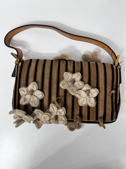 Fendi velevet 3D flowers strip baguette