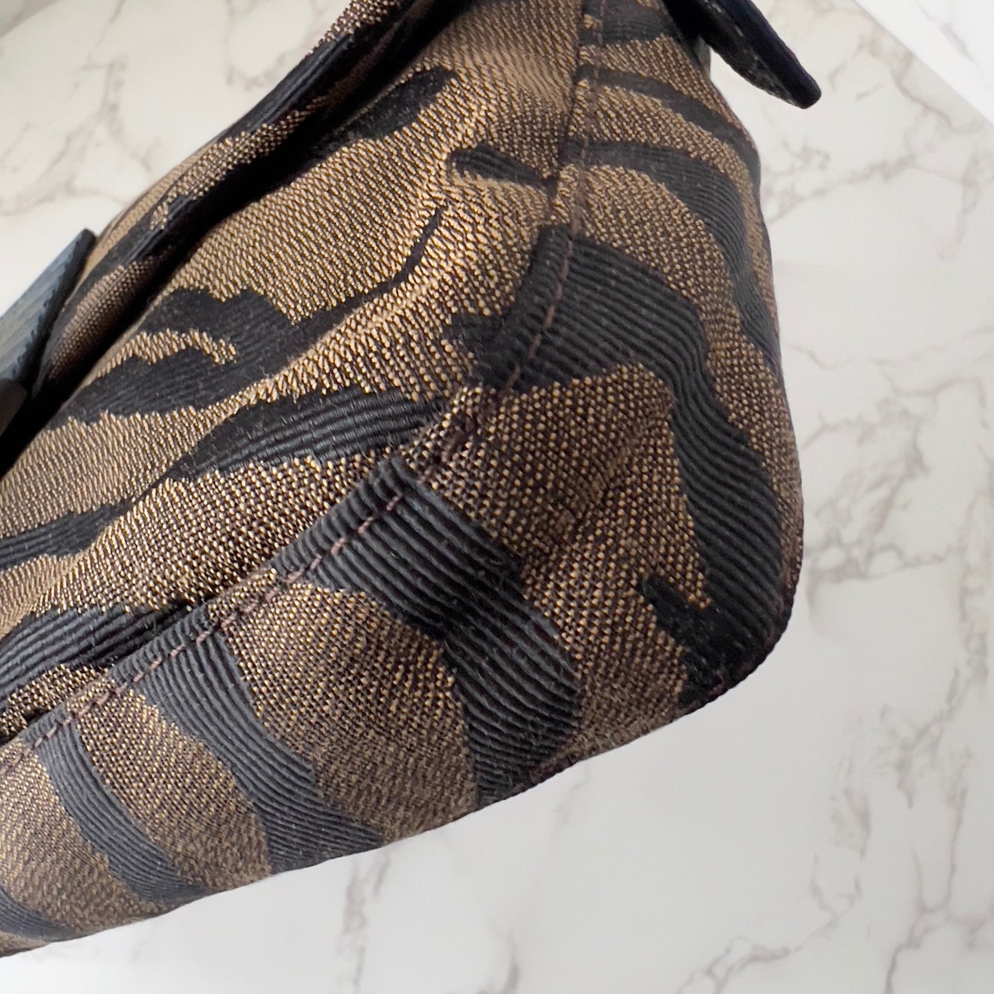Vintage Fendi Zebra Print Crab buckle baguette