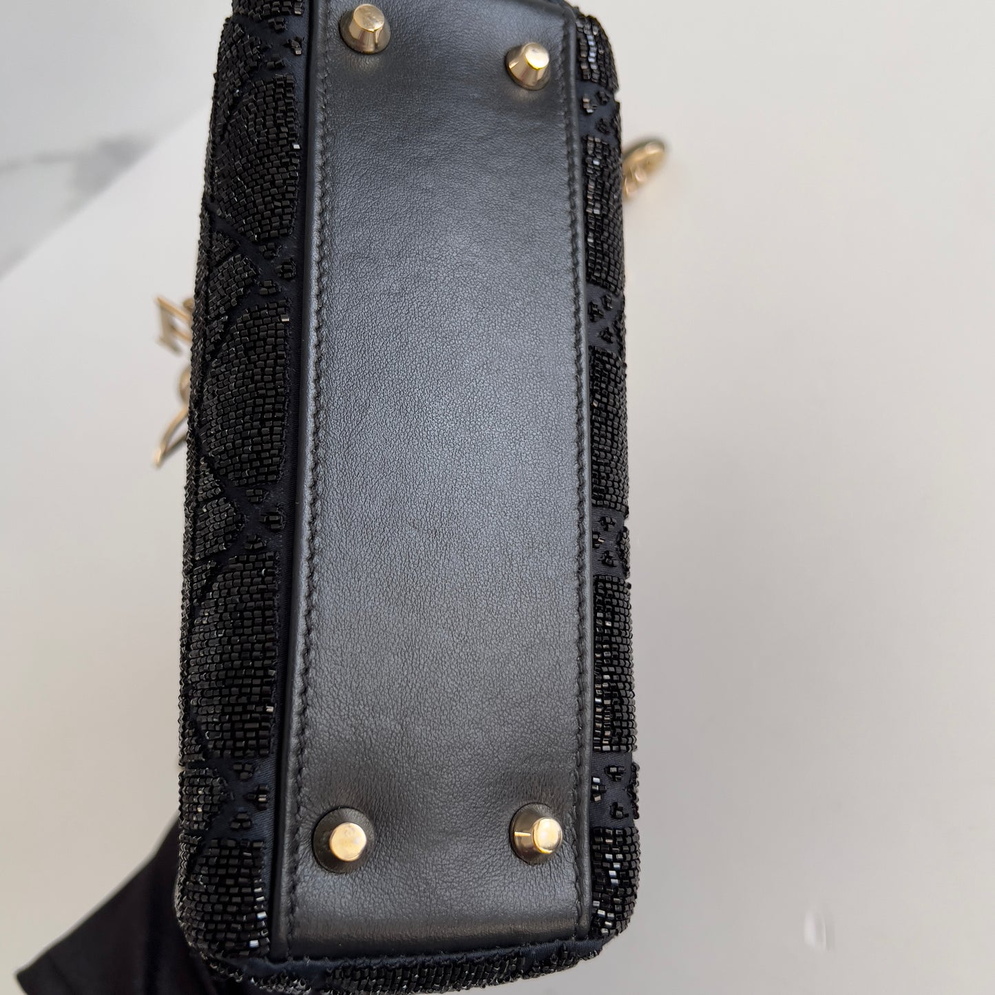 Dior Black Beaded Cannage Mini Ladydior Bag