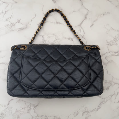 Chanel Vintage Black Quilted Leather Lucky Charms Medium Flap Bag