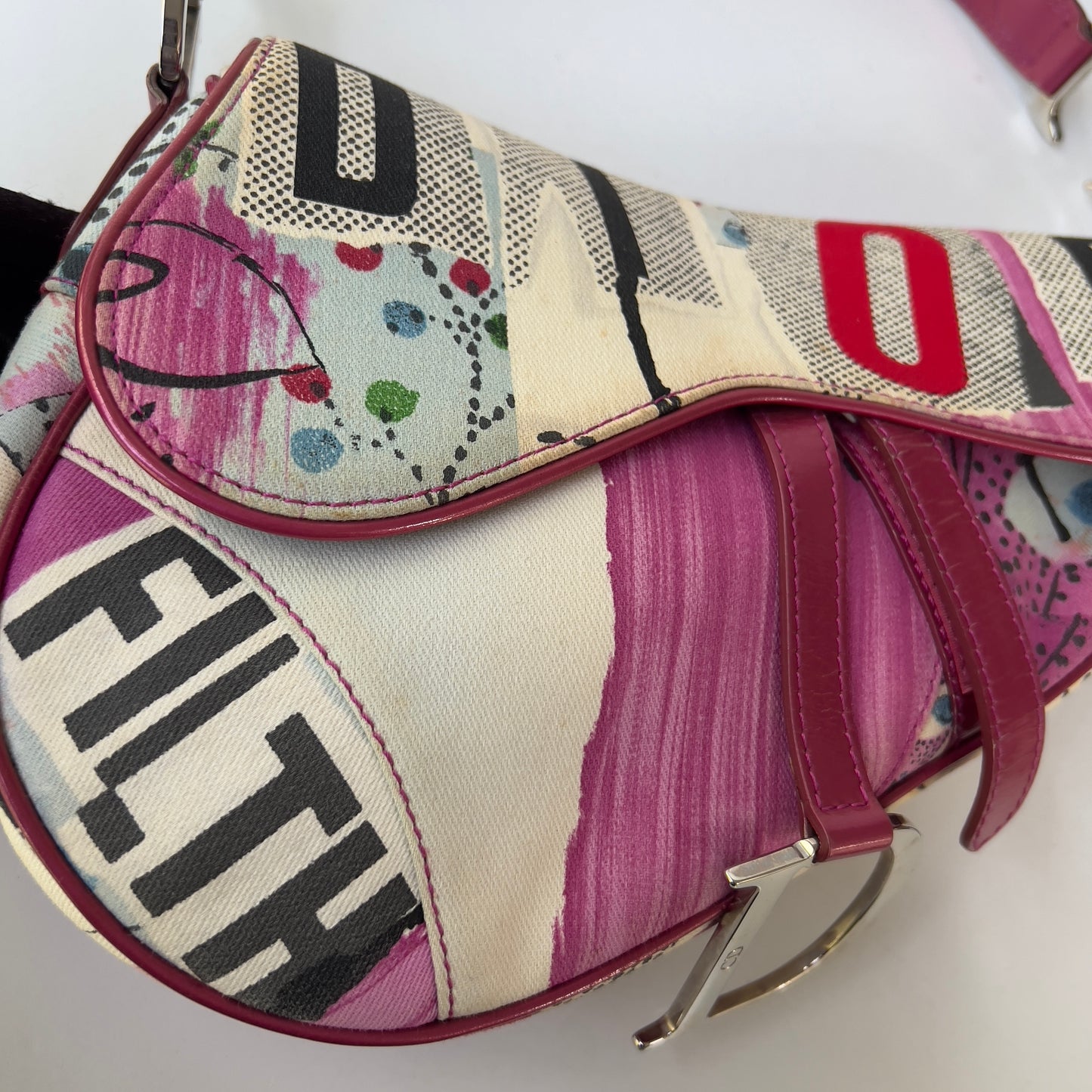 Vintage Christian Dior Canvas Filth Saddle Bag