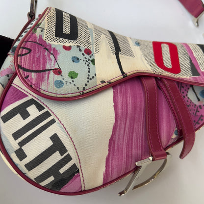 Vintage Christian Dior Canvas Filth Saddle Bag