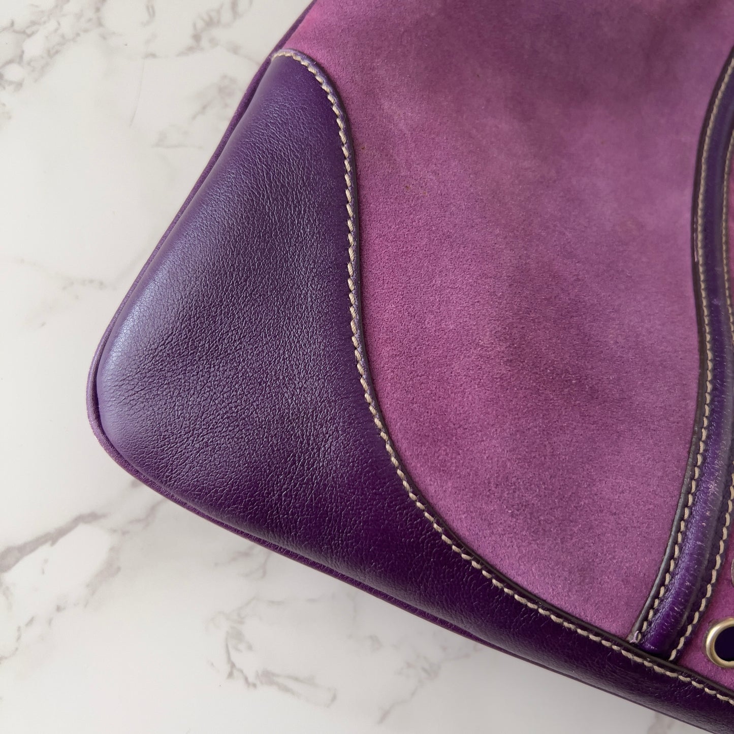 Vintage Gucci Suede Studded Jackie O Bouvier Hobo Purple