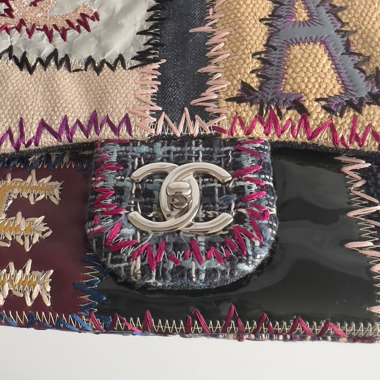 Vintage Chanel Patchwork Multicolor Jumbo Single Flap bag