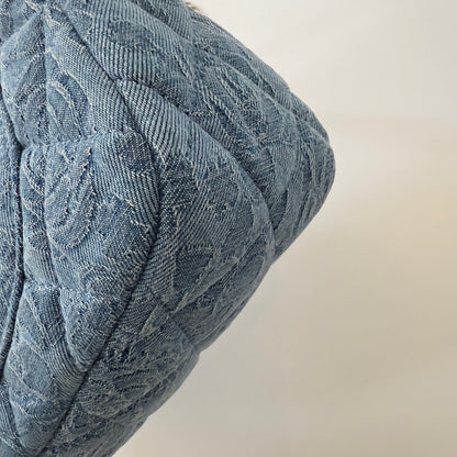 Chanel Denim Quilted Medium Camellia Sweetheart Flap Blue