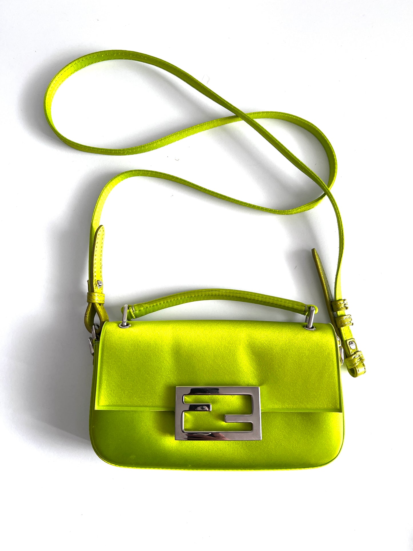 Fendi neon green satin bag