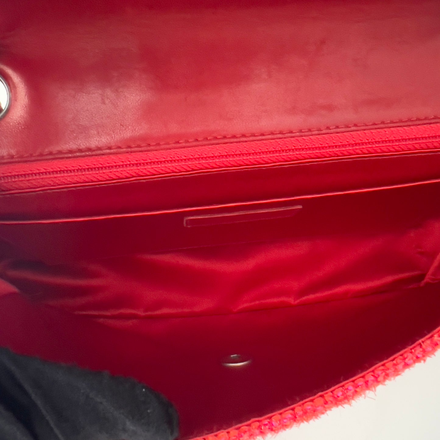Vintage Chanel Red&Pink Tweed Single Flap Bag