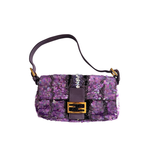 Fendi purple sequin baguette