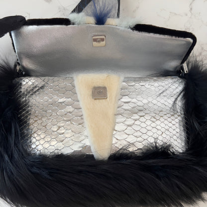 Fendi Angry Bird Python & Fur Baguette