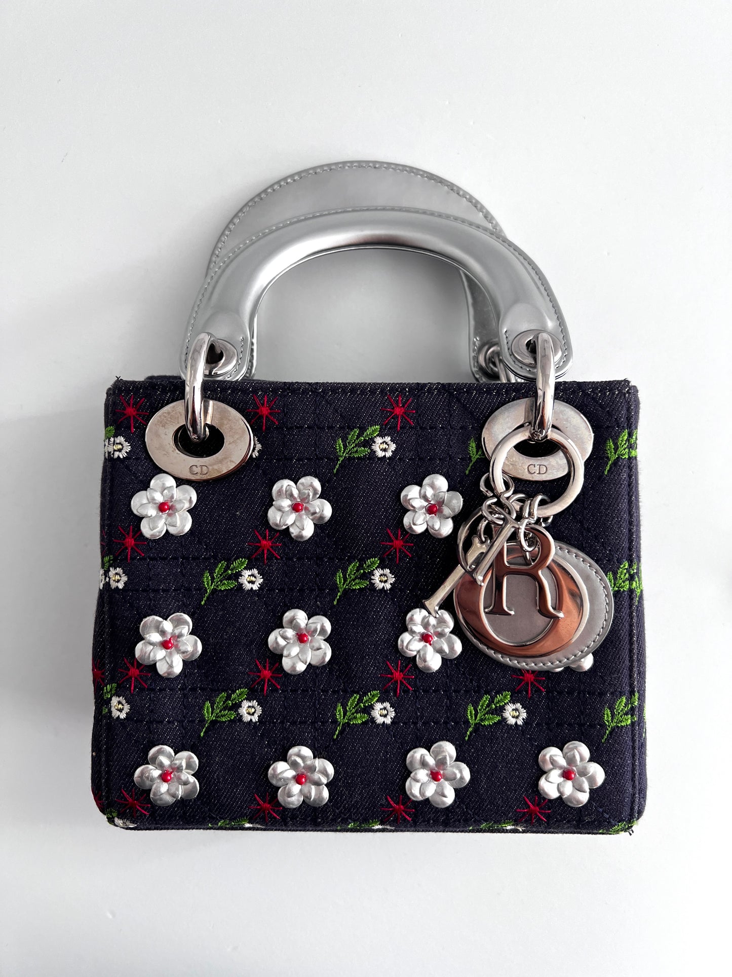 Dior mini denim floral lady Dior bag