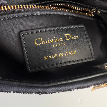 Dior Black Beaded Cannage Mini Ladydior Bag