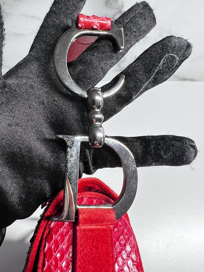 Vintage  Dior red Python with suede saddle