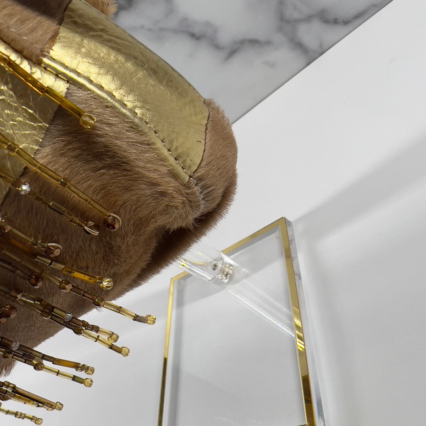 Vintage Fendi Pony Hair Beaded Fringes Baguette