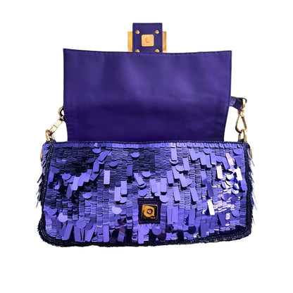 Iconic Fendi purple sequin baguette