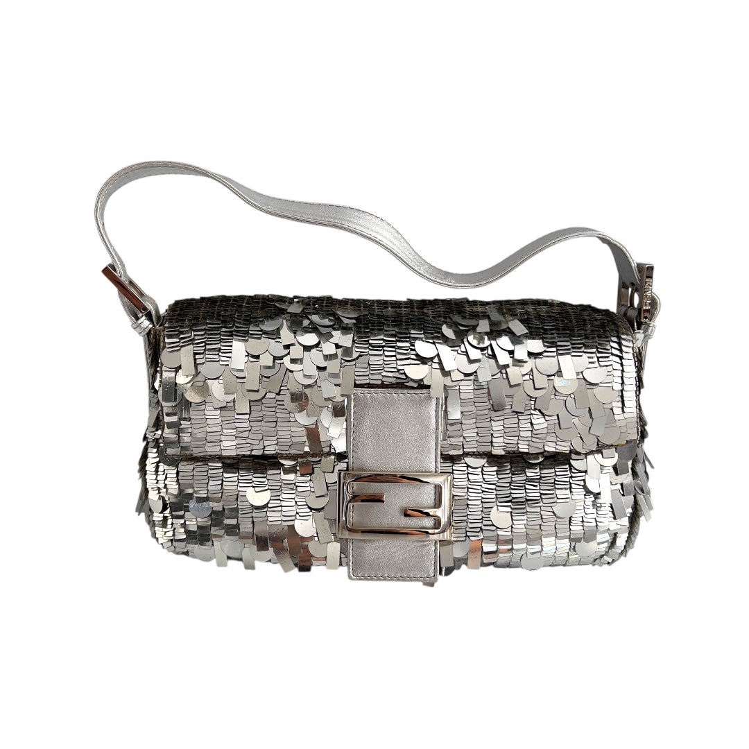 Vintage Fendi silver sequin baguette