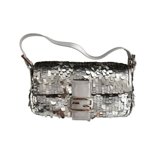 Vintage Fendi silver sequin baguette