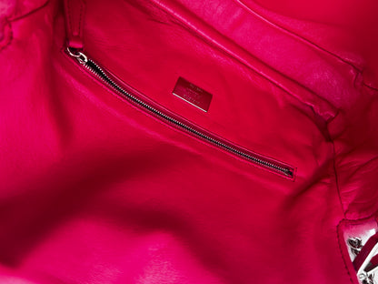 Fendi raspberry pink shearling baguette