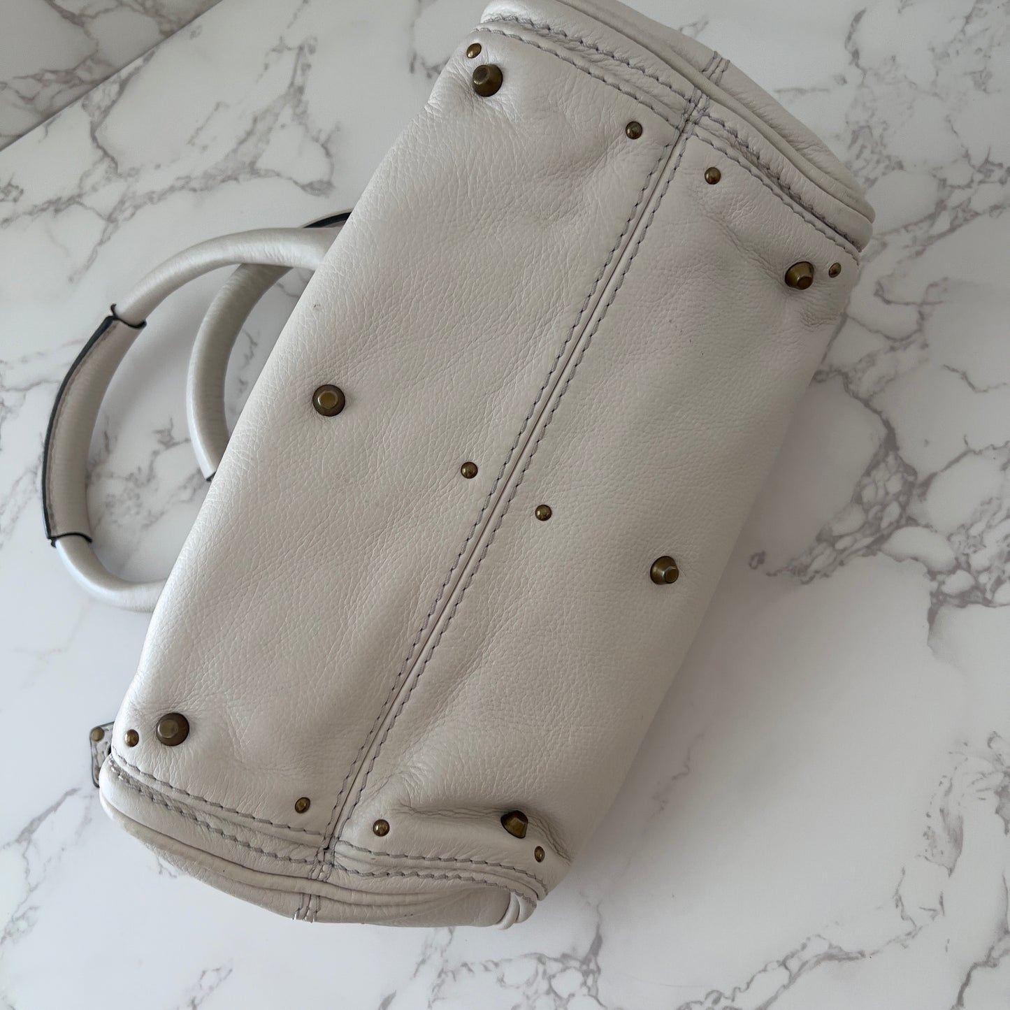 Chloé small Paddington padlock leather tote bag white